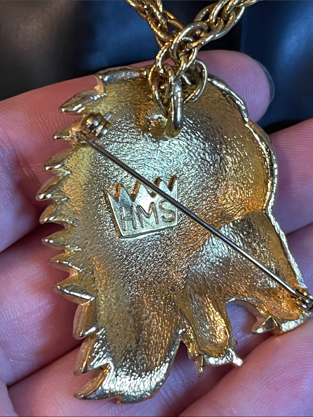 Vintage HMS Madeira Collection Pastel Roaring Lion Brooch Pendant Necklace - Picture 5 of 11